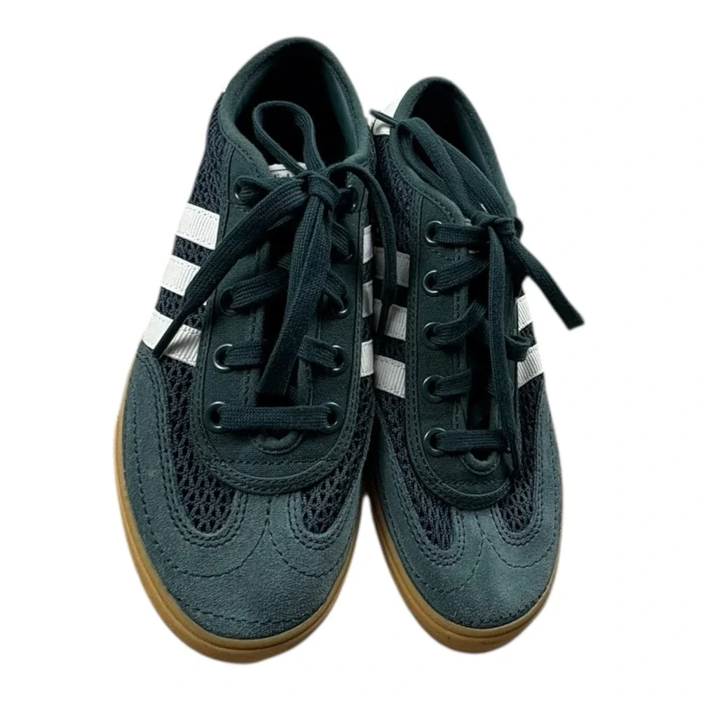 Adidas VL Court Green Mesh Suede Sneakers Women's 6.5‎ Excellent Cond